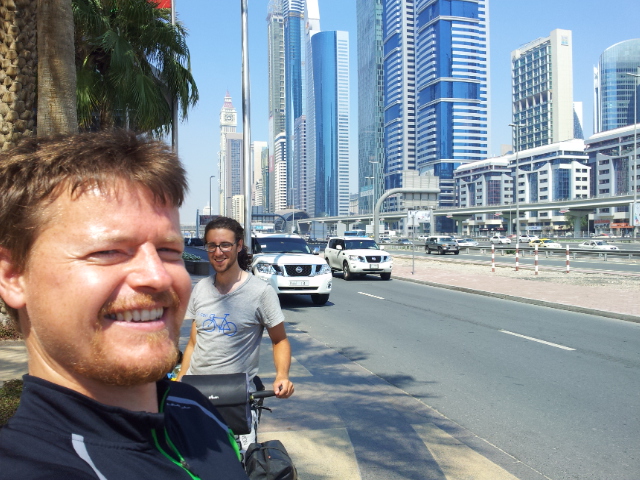 Alberto and I relieved and happy to finally make it to Dubai.
