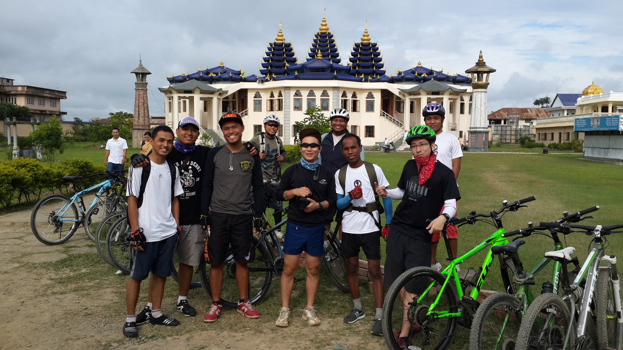 Some of the Pedal Attach boys outside the Krisha Temple in Imphal.